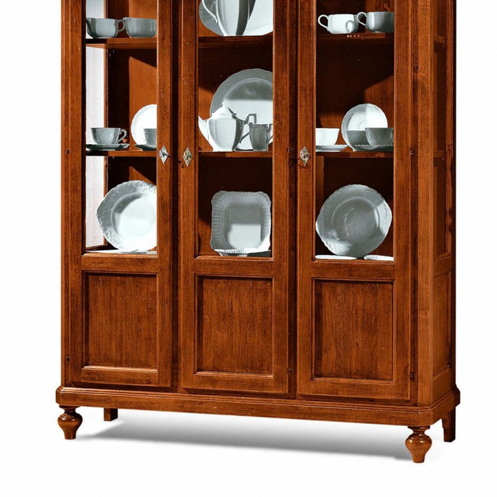 Vetrina 3 porte in legno arte povera tinta noce l.144 x p.45 h.200 - Mobili 2G