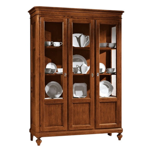 Vetrina 3 porte in legno arte povera tinta noce l.144 x p.45 h.200 - Mobili 2G