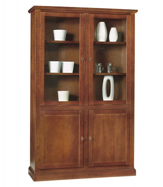 Vetrina 4 ante arte povera in legno tinta noce l 120x41x187 (390) - Mobili 2G