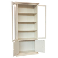 Vetrina 4 ante in legno shabby avorio anticato decorata 90x41x186 - Mobili 2G