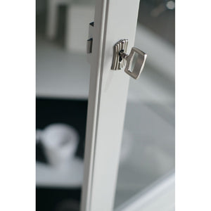 Vetrina angolo shabby in legno massello 1 porta laccato bianco l.75 p.75 h.215 - Mobili 2G