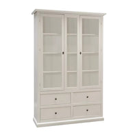 Vetrina arte povera 2 ante 4 cassetti in legno bianco 118x40x185 - Mobili 2G