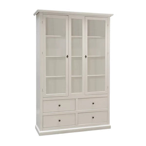 Vetrina arte povera 2 ante 4 cassetti in legno bianco 118x40x185 - Mobili 2G