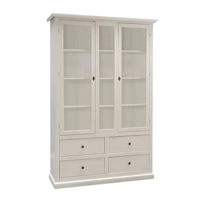 Vetrina arte povera 2 ante 4 cassetti in legno bianco 118x40x185 - Mobili 2G