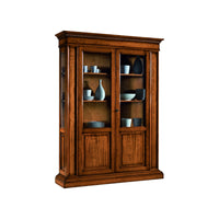 Vetrina arte povera 2 porte in legno tinta noce l.155 p.48 h.210