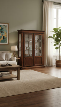 Vetrina arte povera 2 porte in legno tinta noce  l.160 p.48 h.218 - Mobili 2G