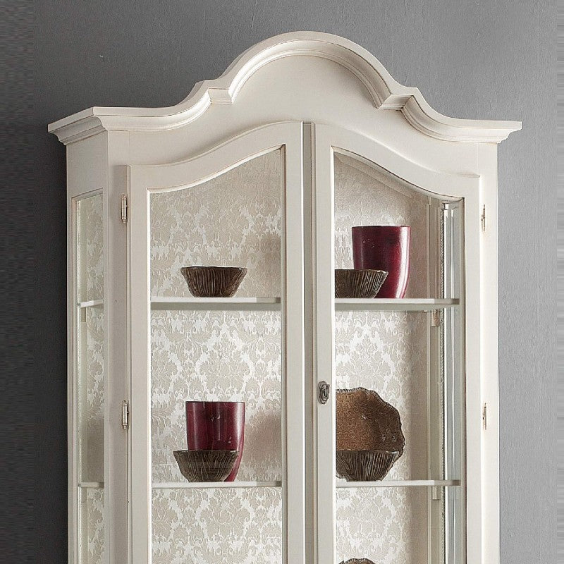 Vetrina cappello gendarme legno 2 porte shabby bianco opaco l.104 p.45 h196 (3065) - Mobili 2G