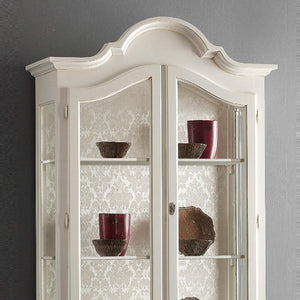 Vetrina cappello gendarme legno 2 porte shabby bianco opaco l.104 p.45 h196 (3065) - Mobili 2G