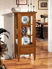 Vetrina classica 1 anta 1 cassetto in legno grezzo l.57 p.40 h.134 (718) - Mobili 2G