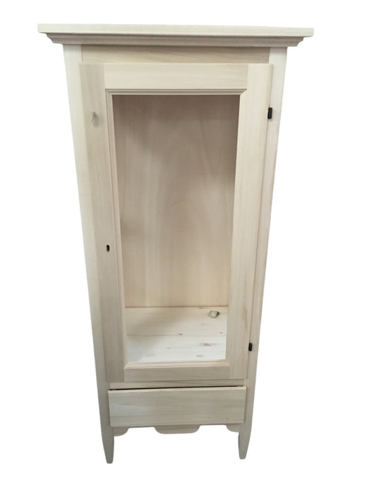 Vetrina classica 1 anta 1 cassetto in legno grezzo l.57 p.40 h.134 (718) - Mobili 2G