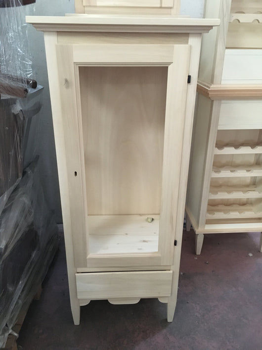 Vetrina classica 1 anta 1 cassetto in legno grezzo l.57 p.40 h.134 (718) - Mobili 2G