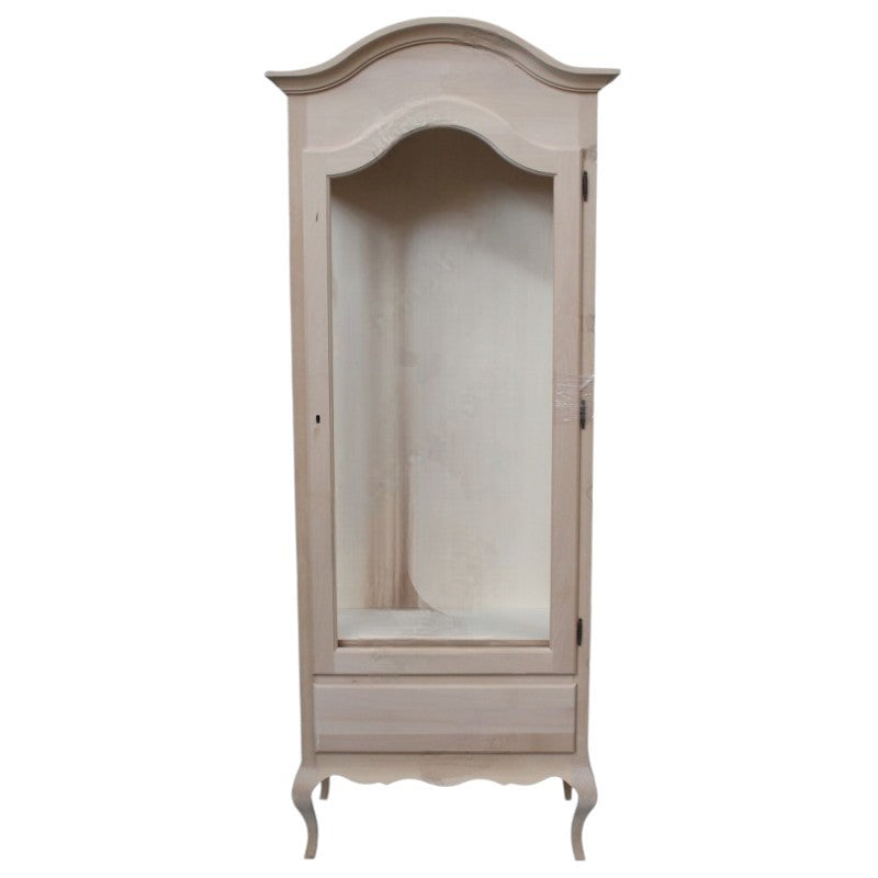 Vetrina classica 1 anta grezza in legno l.80 p.45 h.196 (102) - Mobili 2G