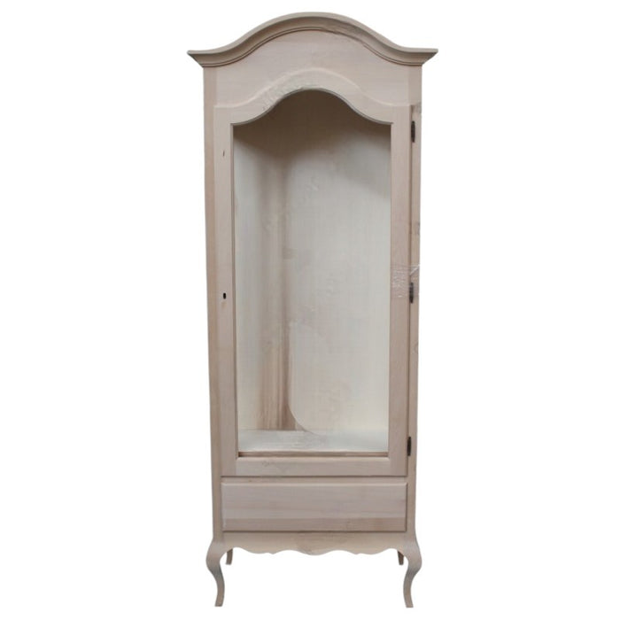 Vetrina classica 1 anta grezza in legno l.80 p.45 h.196 (102) - Mobili 2G