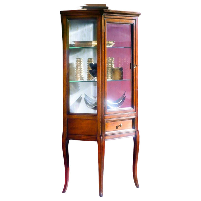 Vetrina classica 1 porta 1 cassetto in legno grezzo l.55 p.40 h.140 - Mobili 2G