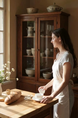 Vetrina classica 2 ante 4 cassetti in legno tinta noce  90x40x160 - Mobili 2G