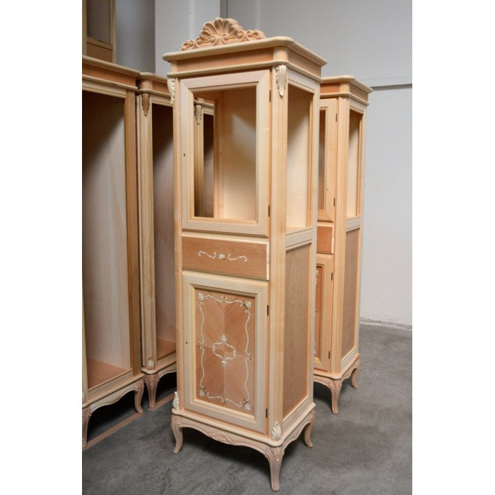 Vetrina classica 2 porte 1 cassetto in legno grezzo l.61 p.41 h.190 - Mobili 2G