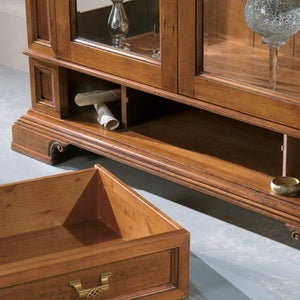 Vetrina classica 2 porte 1 cassetto legno bassano segreto 142x49x210 - Mobili 2G