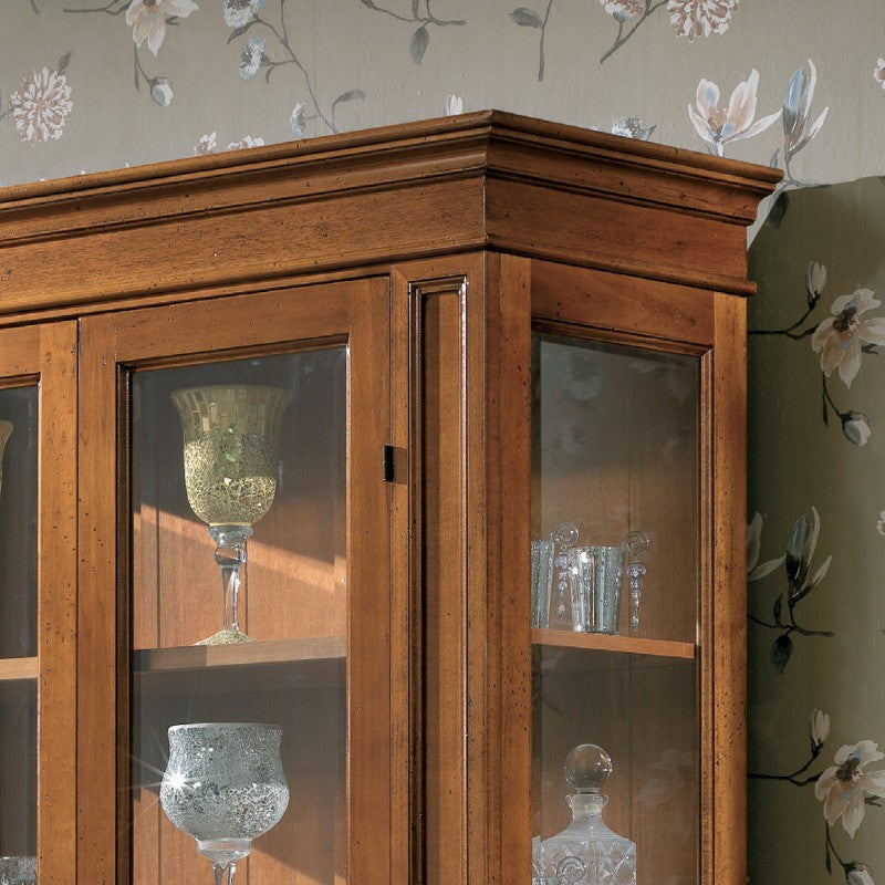 Vetrina classica 2 porte 1 cassetto legno bassano segreto 142x49x210 - Mobili 2G