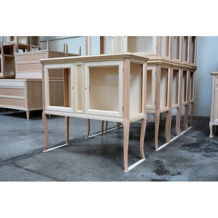 Vetrina classica 2 porte in legno grezzo l.110 p.40 h.100 - Mobili 2G