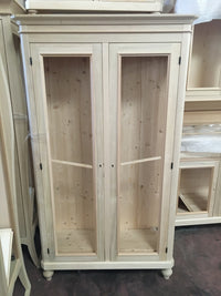Vetrina classica 2 porte in legno grezzo l.111 p.42 h.192 (1511) - Mobili 2G