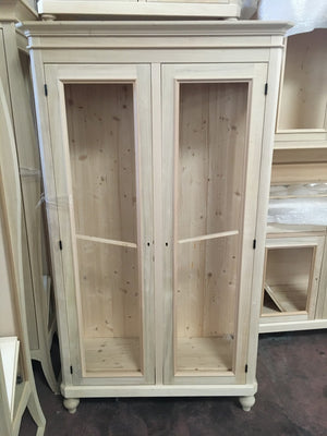 Vetrina classica 2 porte in legno grezzo l.111 p.42 h.192 (1511) - Mobili 2G