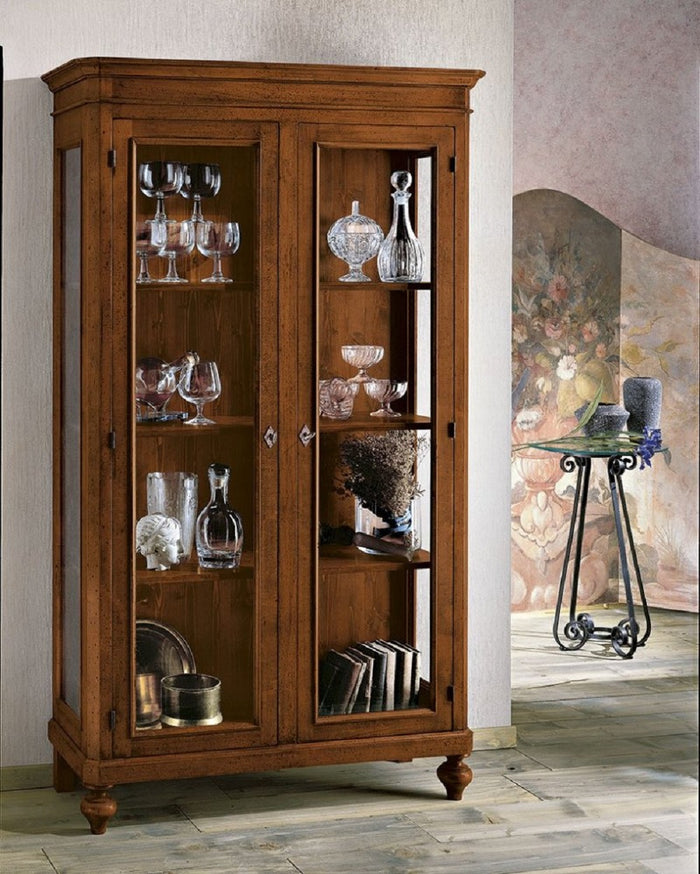 Vetrina classica 2 porte in legno grezzo l.111 p.42 h.192 (1511) - Mobili 2G