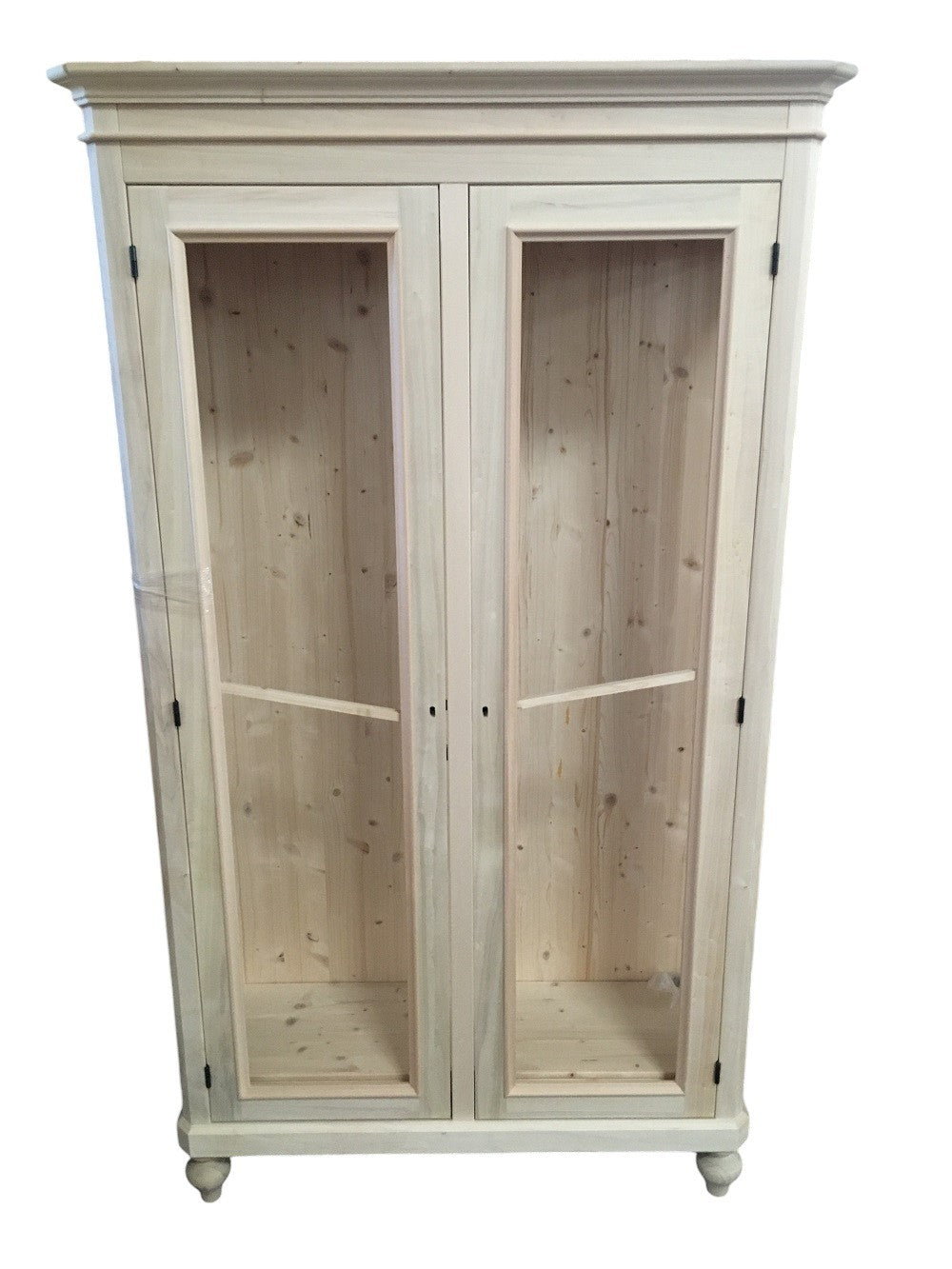 Vetrina classica 2 porte in legno grezzo l.111 p.42 h.192 (1511) - Mobili 2G