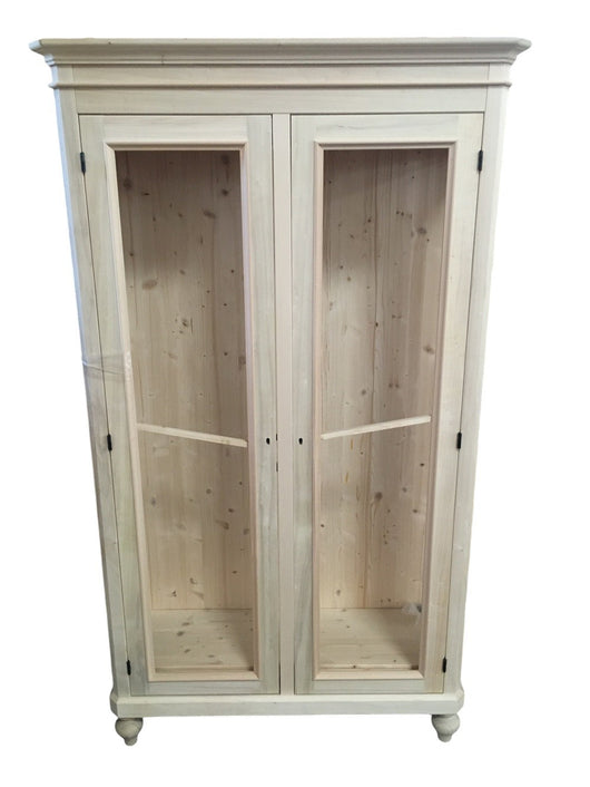 Vetrina classica 2 porte in legno grezzo l.111 p.42 h.192 (1511) - Mobili 2G