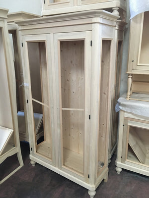 Vetrina classica 2 porte in legno grezzo l.111 p.42 h.192 (1511) - Mobili 2G