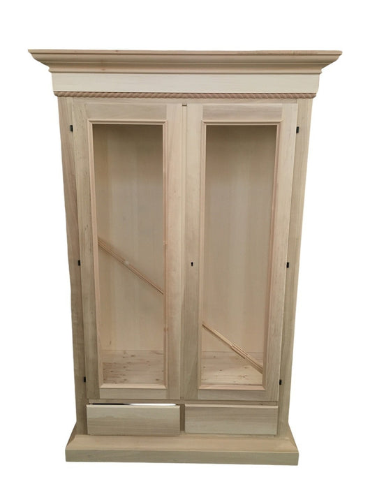 Vetrina classica 2 porte in legno grezzo l.125 p.48 h.196 (606) - Mobili 2G