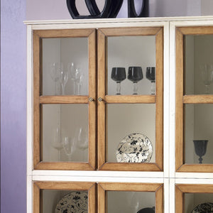 Vetrina classica 8 porte legno shabby bicolore 160x39x184