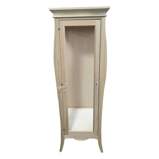 Vetrina classica bombata 1 porta sx in legno grezzo l.71 p.48 h.204