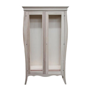 Vetrina classica bombata 2 porte in legno grezzo l.115 p.48 h.204 (3094) - Mobili 2G