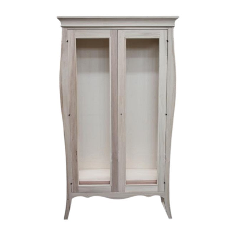 Vetrina classica bombata 2 porte in legno grezzo l.115 p.48 h.204 (3094) - Mobili 2G