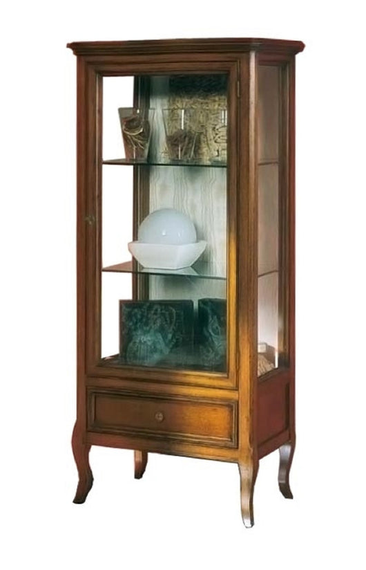 Vetrina classica in legno 1 porta 1 cassetto finitura bassano l.60 p.40 h.175 - Mobili 2G