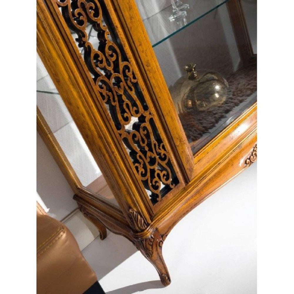 Vetrina classica in legno 1 porta finitura bassano l.111 p.44 h.192 - Mobili 2G