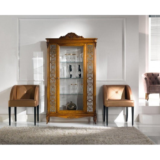 Vetrina classica in legno 1 porta finitura bassano l.111 p.44 h.192 - Mobili 2G