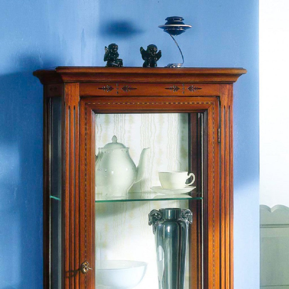Vetrina classica in legno 1 porta finitura bassano l.60 p.37 h.132 - Mobili 2G