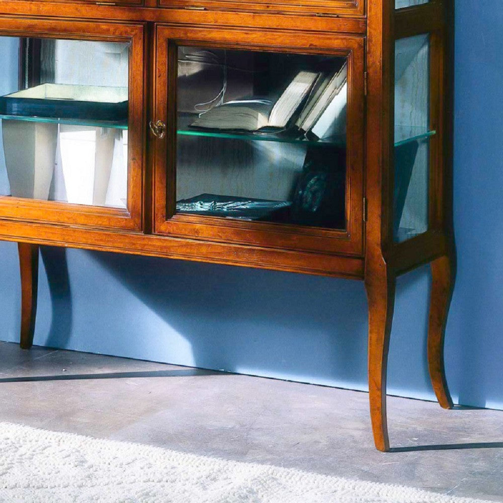 Vetrina classica in legno 2 porte 2 ribalte finitura bassano l.100 p.38 h.95 - Mobili 2G