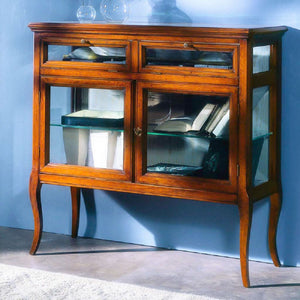 Vetrina classica in legno 2 porte 2 ribalte finitura bassano l.100 p.38 h.95 - Mobili 2G