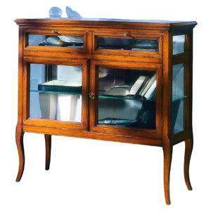 Vetrina classica in legno 2 porte 2 ribalte finitura bassano l.100 p.38 h.95 - Mobili 2G