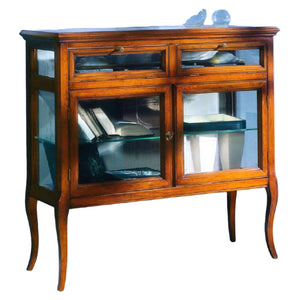 Vetrina classica in legno 2 porte 2 ribalte finitura bassano l.100 p.38 h.95 - Mobili 2G