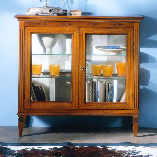 Vetrina classica in legno 2 porte finitura bassano l.106 p.41 h.100 - Mobili 2G