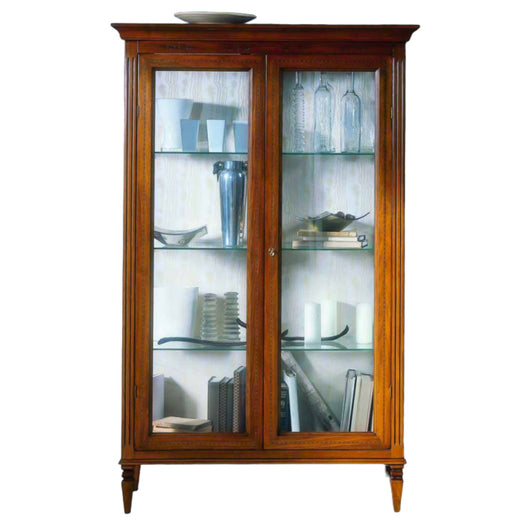Vetrina classica in legno 2 porte finitura bassano l.108 p.43 h.190 - Mobili 2G