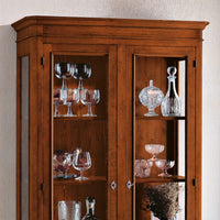 Vetrina classica in legno massello 2 porte tinta noce l.102 p.42 h.191