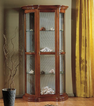Vetrina classica vetro curvo legno tinta noce 90x33x196 - Mobili 2G
