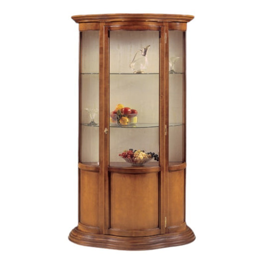 Vetrina classica vetro curvo legno tinta noce bassano 101x47x198 - Mobili 2G