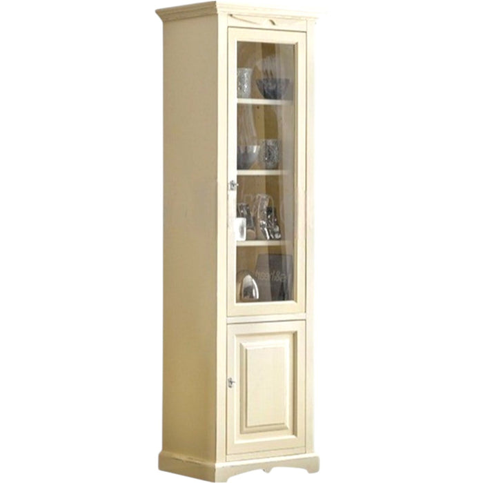 Vetrina colonna arte povera 2 ante legno bianco anticato 68x47x220 - Mobili 2G