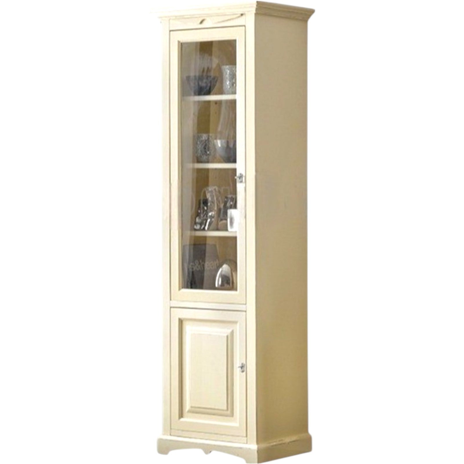 Vetrina colonna arte povera 2 ante legno bianco anticato 68x47x220 - Mobili 2G