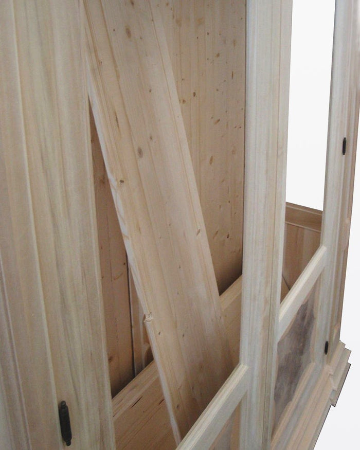 Vetrina grezza 2 porte intarsiata in legno 168x52x217 (153) - Mobili 2G